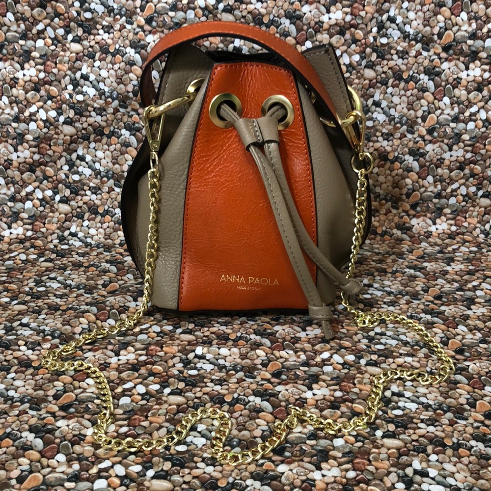 Ana Paola Italian Leather Crossbody Bucket Bag